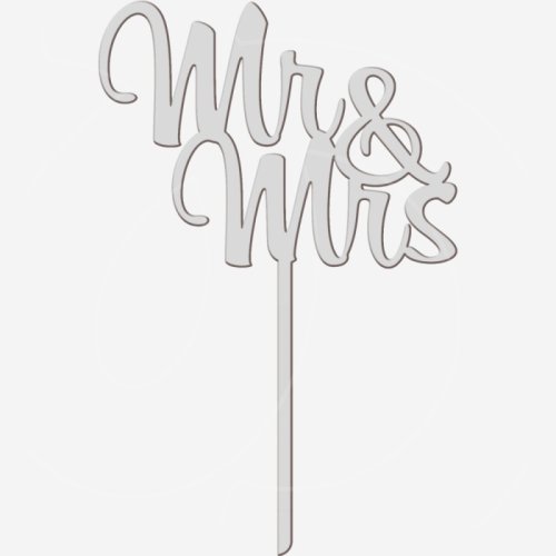 Топпер декоративный акриловый "Mr&Mrs на палочке" Серебро 10х16 см ТСК363