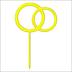 Топпер декоративный акриловый "Кольца на палочке" Золото 8х7 см ТСК137