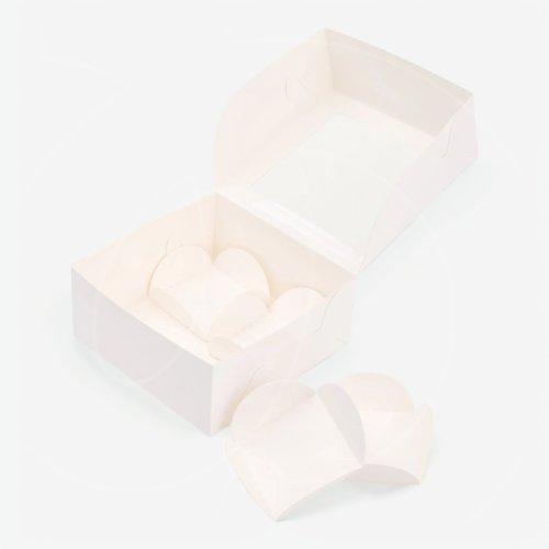 Коробка для 4 моти с пластиковым окном белая 12х12х5,5 см 293097