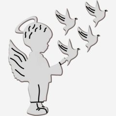 Топпер декоративный акриловый "Ангел с голубем" Серебро 9х7 см ТСК373