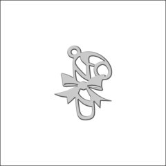 Топпер декоративный акриловый "Трость. Бирка" Серебро 4х3 см ТСК234