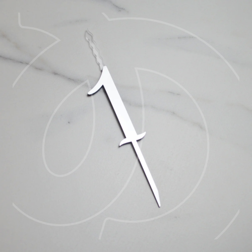 Свеча-топпер декоративная акриловая Цифра "1" Серебро 