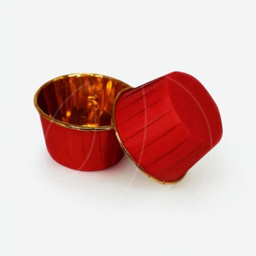 Капсула бумажная с подворотом Золото/Красный D50 H40 1 шт 