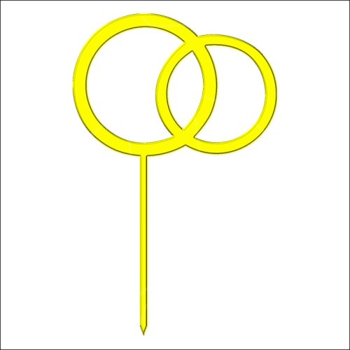 Топпер декоративный акриловый "Кольца на палочке" Золото 10х8 см ТСК184