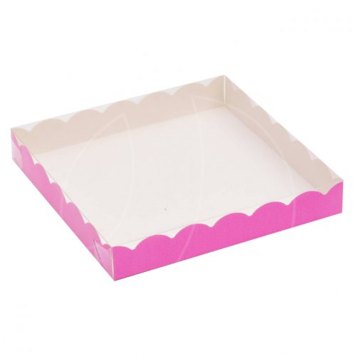 Коробка для печенья/конфет с прозрачной крышкой сиреневая 20х20х3 см 4692953