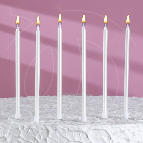 Свечи декоративные Жемчуг глянцевый 12,5 см 6 шт 7597560