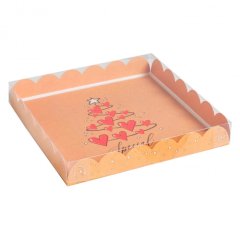 Коробка для печенья/конфет с прозрачной крышкой "Сердечки. Для тебя" 21х21х3 см 5128776