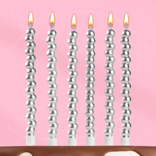 Свечи декоративные "Жемчужины серебро" 6 шт 10747861