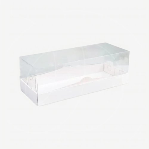 Коробка для рулета с прозрачной крышкой белая 30х12х10 см 5301210